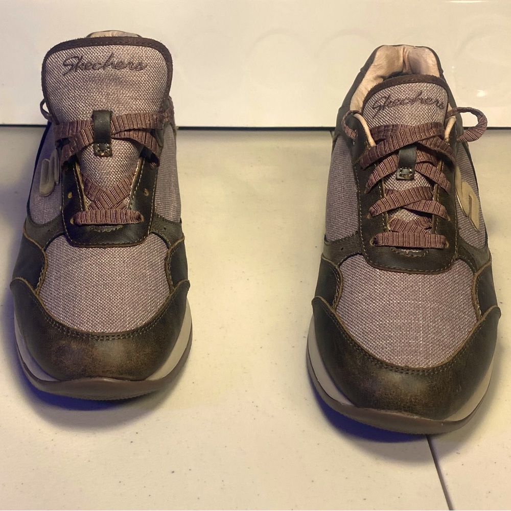 Skechers Womens Size-8.5 Light Brown Pink Vita Luca Leather Sneakers 48772